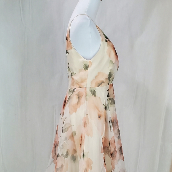 Jenny Yoo Sabrina Tea Length Floral Organza Chiffon A-Line Midi Dress Wedding 4 - Picture 11 of 16